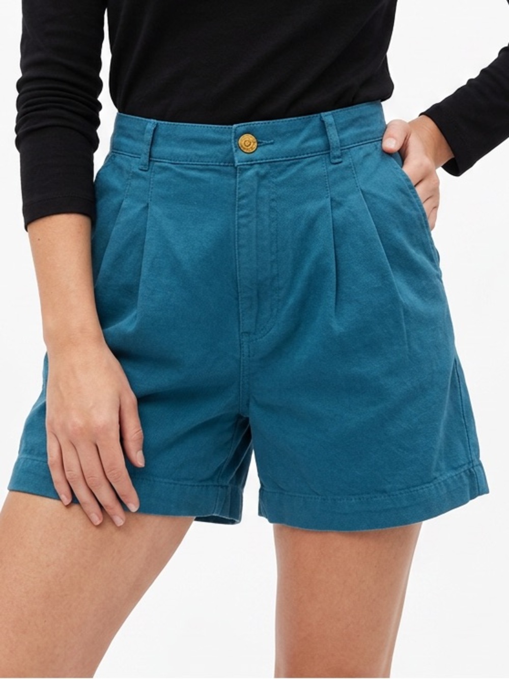 BIG BUD PRESS | Trousers High-Rise Blue Pleated Bermuda Shorts Women’s Size XS